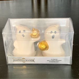 Ghosts with Gold Pumpkins 2 Piece Halloween Salt and Pepper Shaker Set
